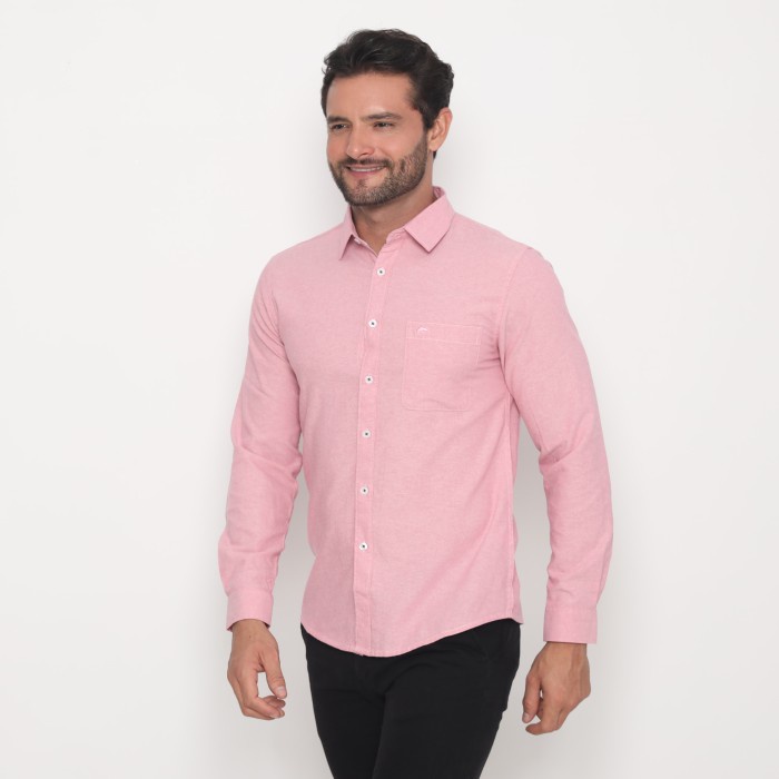 RICARDO Kemeja Pria Polos Pink Lengan Panjang 32372-32302