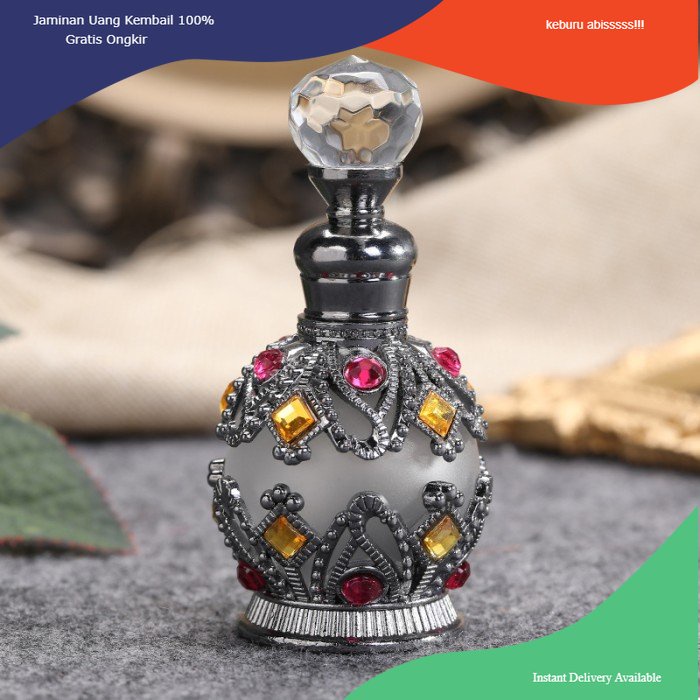 15ml Botol Parfum Unik Botol Parfum Kaca Refillable Gaya Arab - Hitam