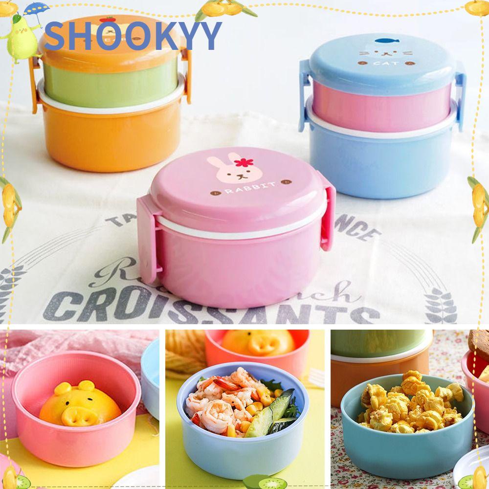 Chookyy Kids Lunch Box Bulat Microwave Double-layer Kotak Buah Anak