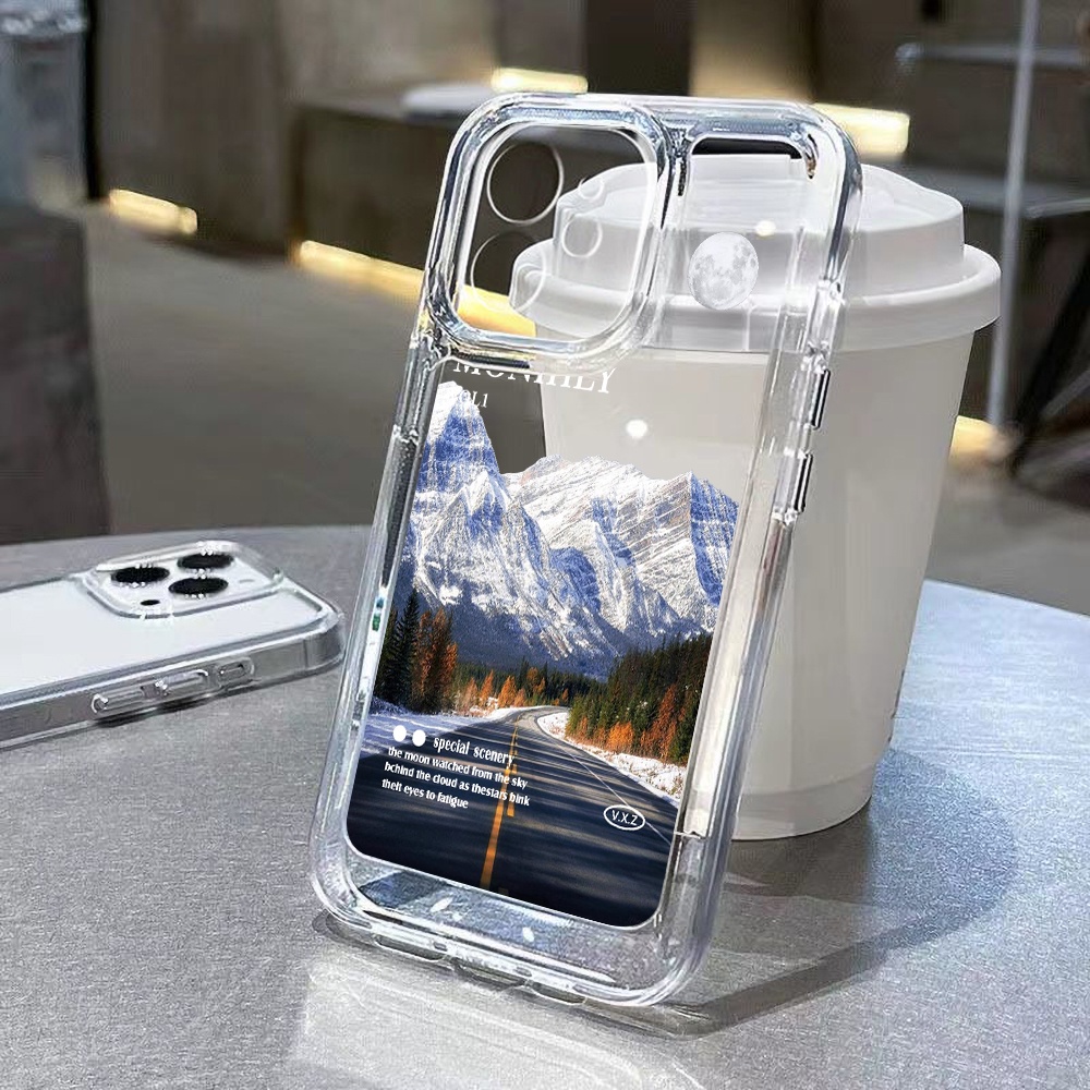 Casing Gunung Salju Untuk Vivo S12 S15 S6 S7 S9 S9E S10 5G S10 Pro X30 X30 Pro X50 X60 X70 X80 X27 V23 Pro V23E Iqoo 56 Neo5 Neo6 8 8 Pro Z6 U5 Akrilik Space TPU Belakang Sarung
