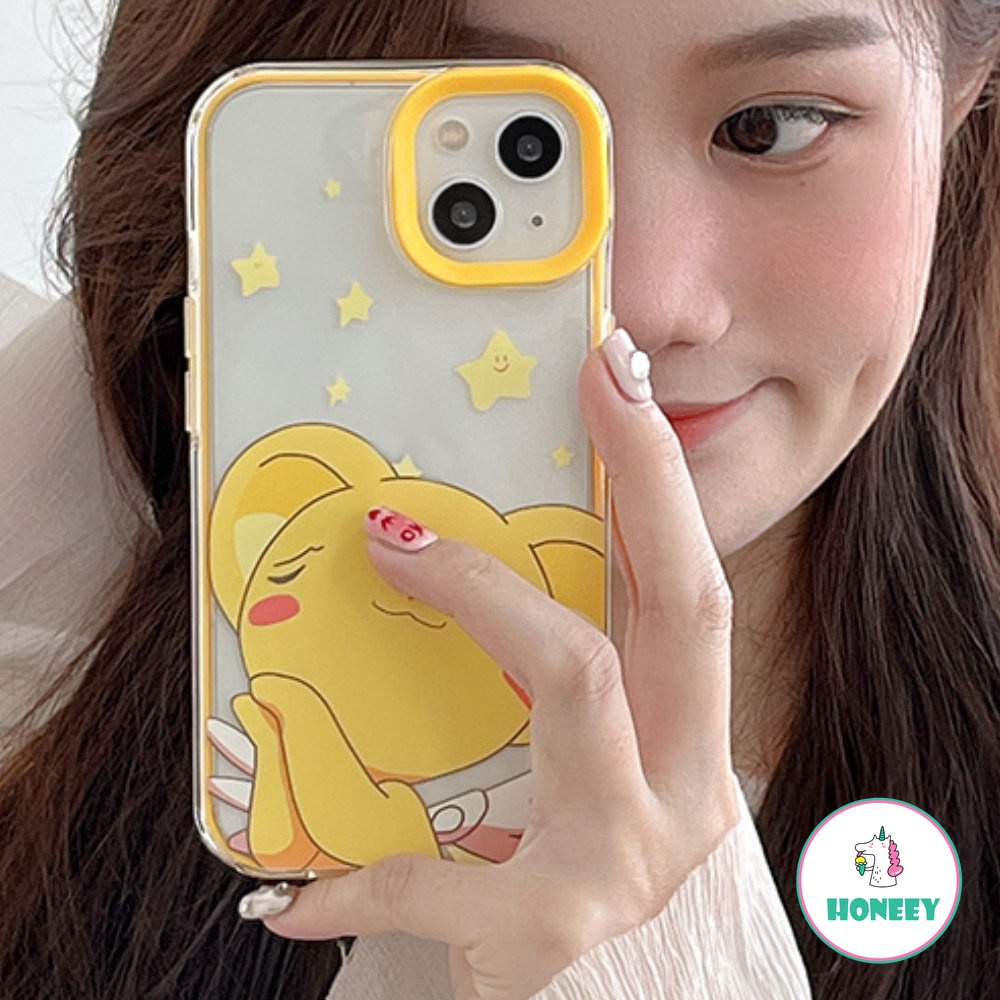 IPHONE Fashion 3in1 Lovely Animal Phone Case Untuk Iphone11 12 /12pro 13 14 Pro Max XR Xs7 8 Plus Transparan Shockproof Lembut TPU Penutup Belakang