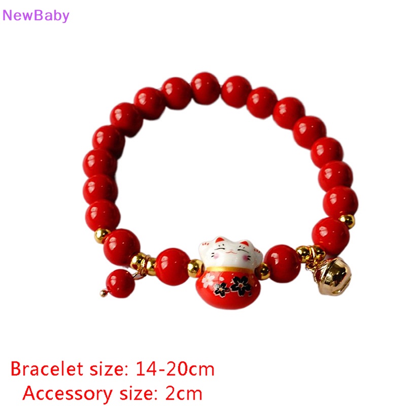 Newbaby Red Beads Ceramic Bracelet Gelang Tangan Anyaman Tali Manik Plutus Cat Stretch ID