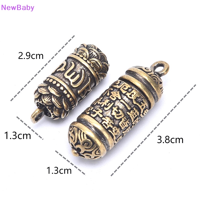 Newbaby Berongga Kuningan Sutra Buddha Silinder Liontin Gantungan Kunci Kalung Perhiasan Pill Box ID