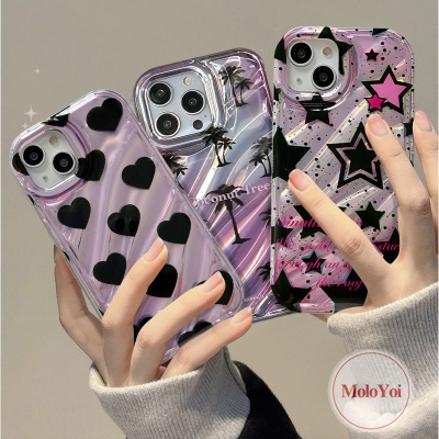 IPHONE Casing Pohon Kelapa Fantasi Korgasi Stereo Kreatif 3D Kompatibel Untuk Iphone7 8 6S 6plus11 14 13 12 Pro MAX 7Plus XR XS X MAX SE 2020love Heart Stars Kartu Laser Soft Cover