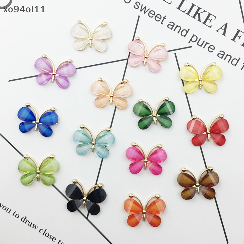 Xo 10pcs /set Kerajinan resin Butterfly flatback Scrapbooking Untuk Dekorasi Pernikahan Telepon OL