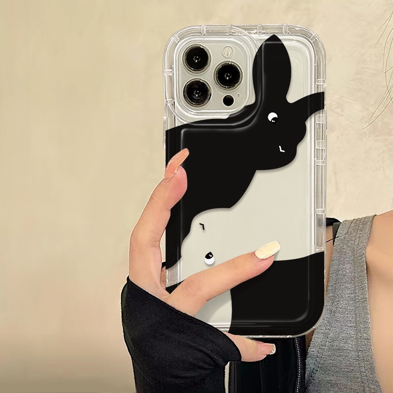 IPHONE Cute Couple Rabbit Soft Phone Case Kompatibel Untuk Iphone14 13 11 12 Pro XS Max X XR 78 Plus Casing TPU Silikon Shockproof Cover