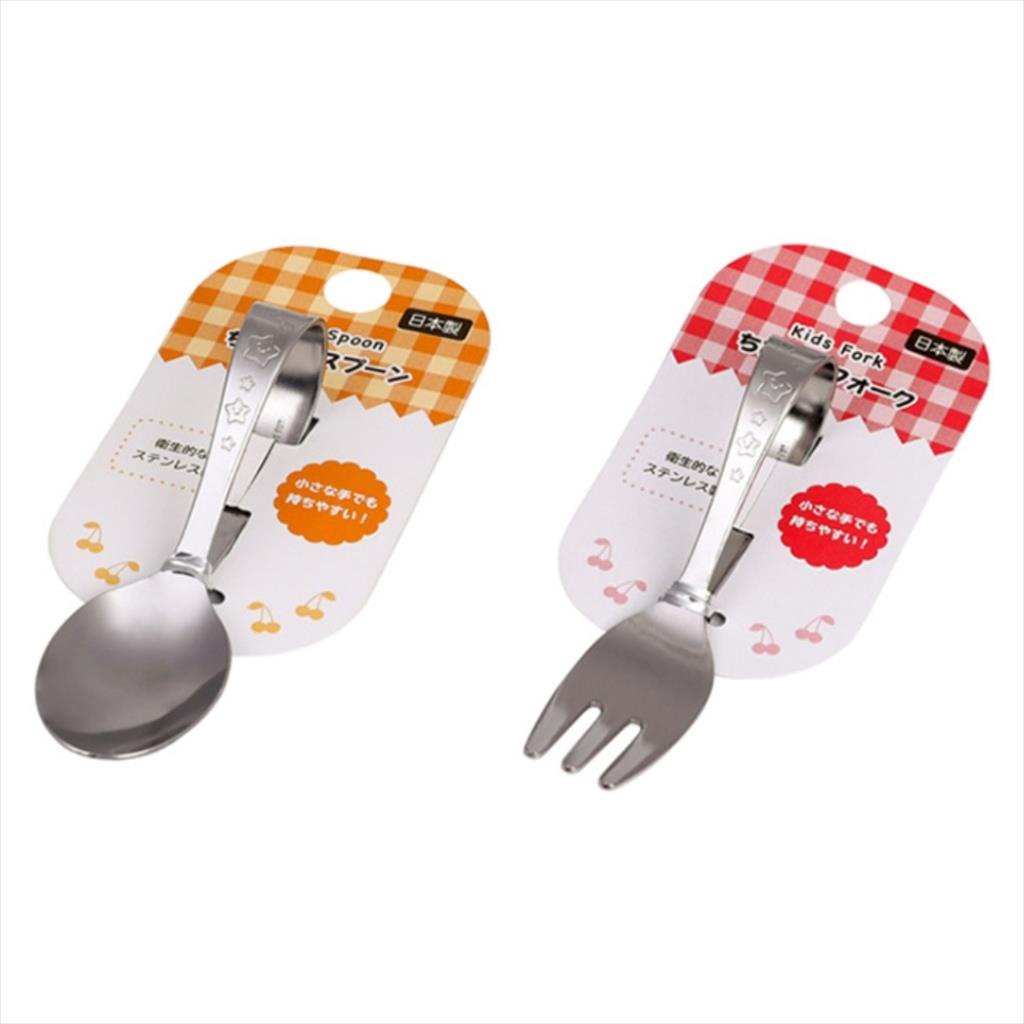JM0100 Sendok Bayi Stainless Jepang Sendok Garpu Stainless Latihan Pegang Sendok Garpu Anak Bayi Spoon Fork Bayi