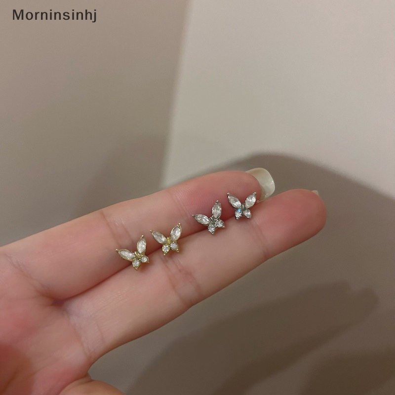 Mornin Anting Kristal Fashion Untuk Wanita Butterfly Stud Earring Perhiasan Pesta id