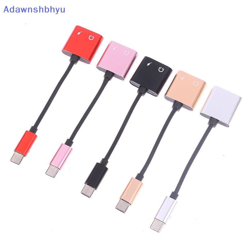 Adhyu 2in1 Type C Headphone Audio Splitter Adapter USB C Ke 3.5mm Charging Converter ID