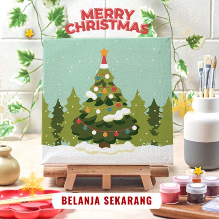 

Paint by number Pohon Natal diy painting canvas 20x20 alat lukis - Lonceng, 15x15
