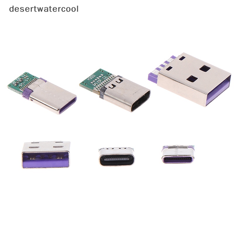 Deid 12/24pin Female/Male Wadah Adapter Ke Solder Kawat Dan Kabel Penyangga Papan PCB 5PCS Konektor USB 3.1 Type C Martijn