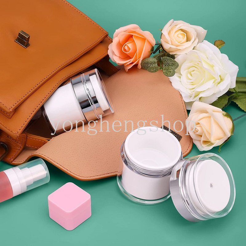 15 /30 /50ml Airless Pump Kosmetik Jar Travel Portable Lotion Dispenser Krim Wajah Kosong Isi Ulang Tekan Type Vacuum Bottle Cream Jar Vials Wadah Krim Tabir Surya