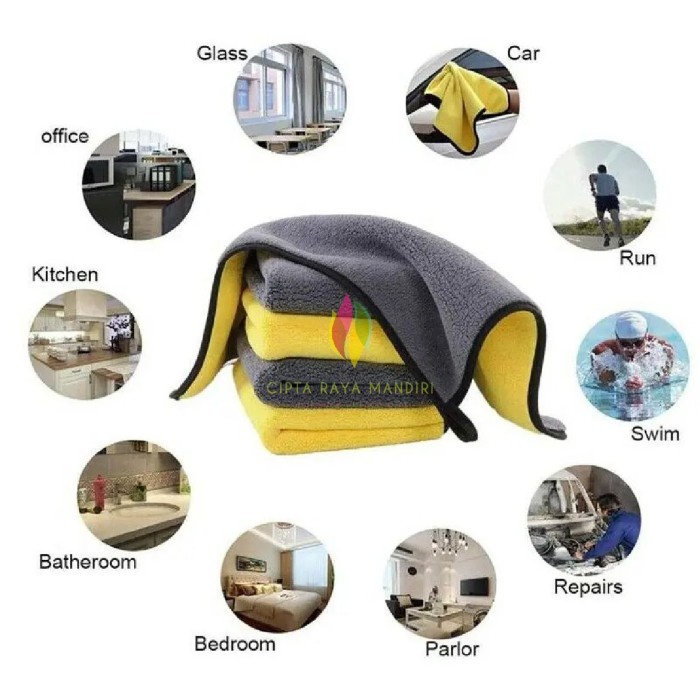 Kain Lap Microfiber Mobil dan Motor PREMIUM MICROFIBER Multifungsi Uk.30x30cm