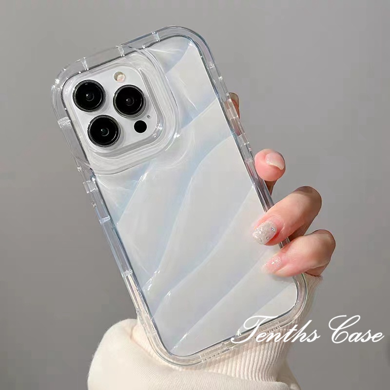 Kompatibel Untuk IPhone14 13 12 11 Pro Max8 7 6 6s Plus X Xr Xs Max SE 2020water Ripple Tebal Edge Cover Terang Ungu Dan Bening Casing Ponsel