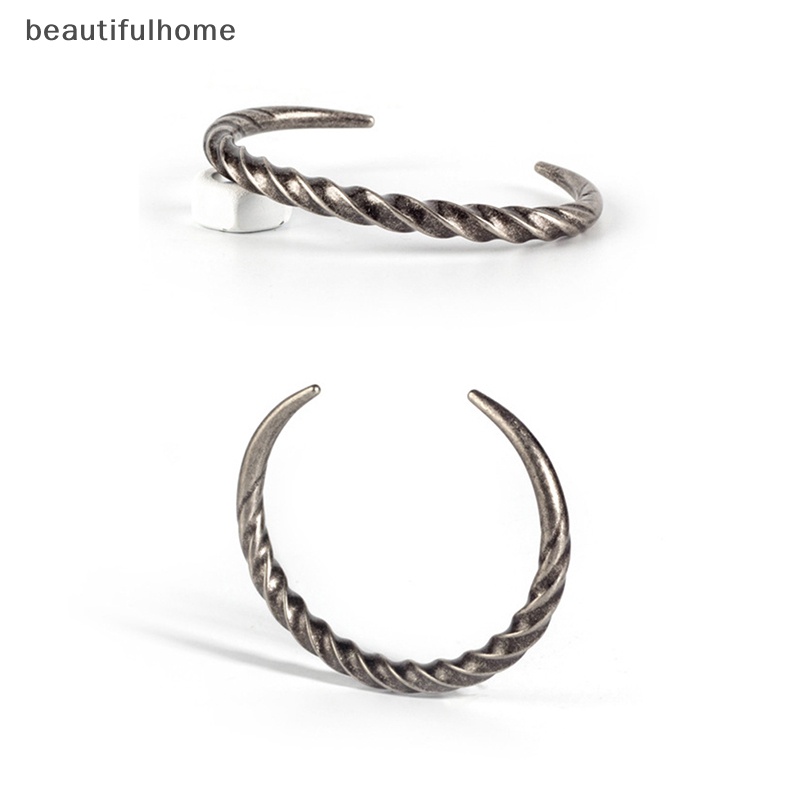 {Cantikrumah} Perhiasan Vintage Punk Mobius Memutar Cuff Bangle Untuk Pria Wanita Tanduk Sapi Manset Gelang Memutar Gelang Untuk Pria Perhiasan.