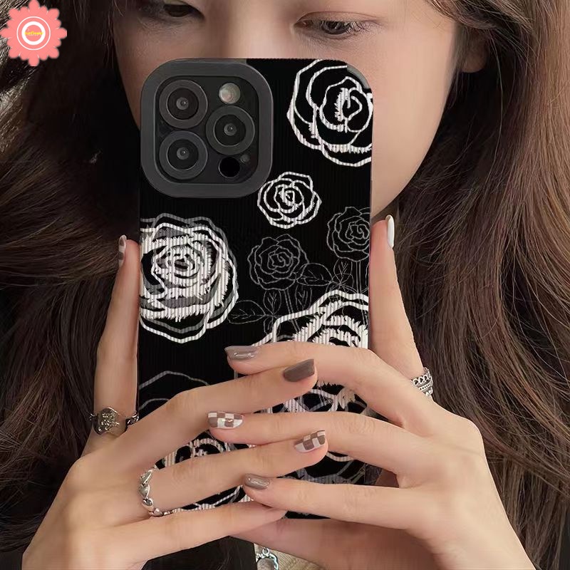 IPHONE Lukisan Cat Minyak Flowers Phone Case Kompatibel Untuk Iphone11 14 13 12 Pro MAX XR 7Plus X7 8 Plus XS MAX Musim Panas Segar Bunga Mewah Tekstur Kulit Shockproof Soft Cover