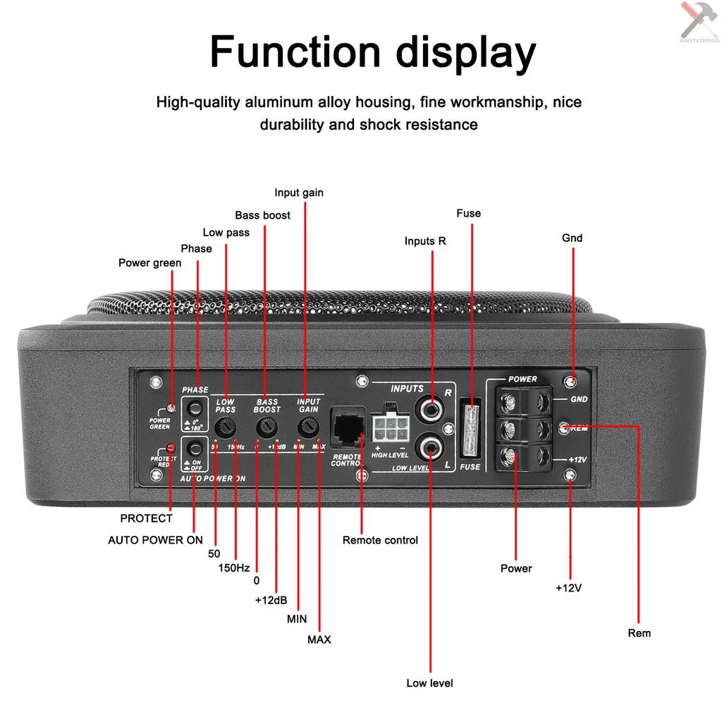 10inch 600W Subwoofer Mobil Daya Tinggi Bass Murni Under-Seat Power Amplifier Speaker 12v Untuk Mobil Truk RV