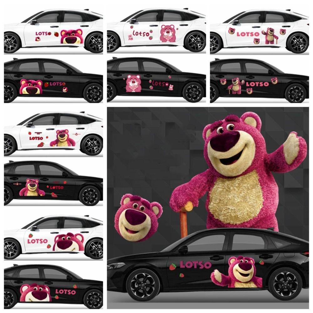 Lanfy Strawberry Bear Stiker Mobil Dekorasi Kartun Aksesoris Gadget Mobil Strawberry Bear Manyo Self Adhesive Strawberry Bear Car Decals Untuk Styling Mobil