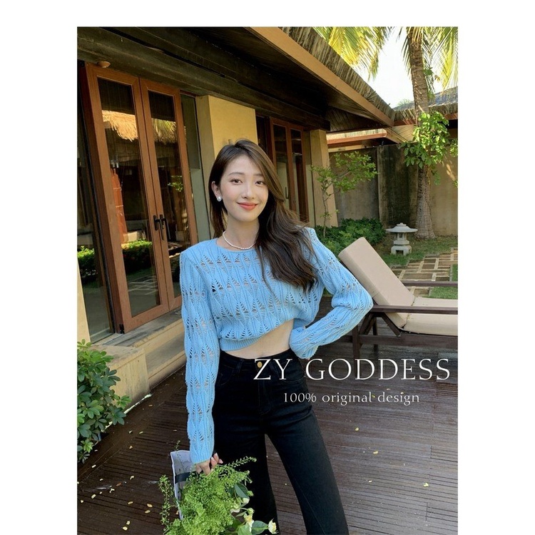 Baju Atasan Wanita Kekinian Polos Lengan Panjang Korean Premium Sweater Crop