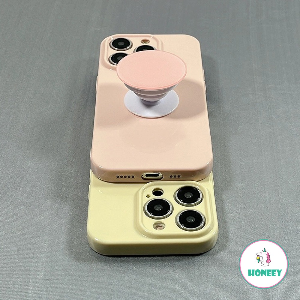 IPHONE Casing Ponsel Silikon Jelly Warna Permen Glossy Kompatibel Untuk Iphone11 12 13 14 Pro Max 13Pro Fashion Shockproof Pelindung Penutup Belakang