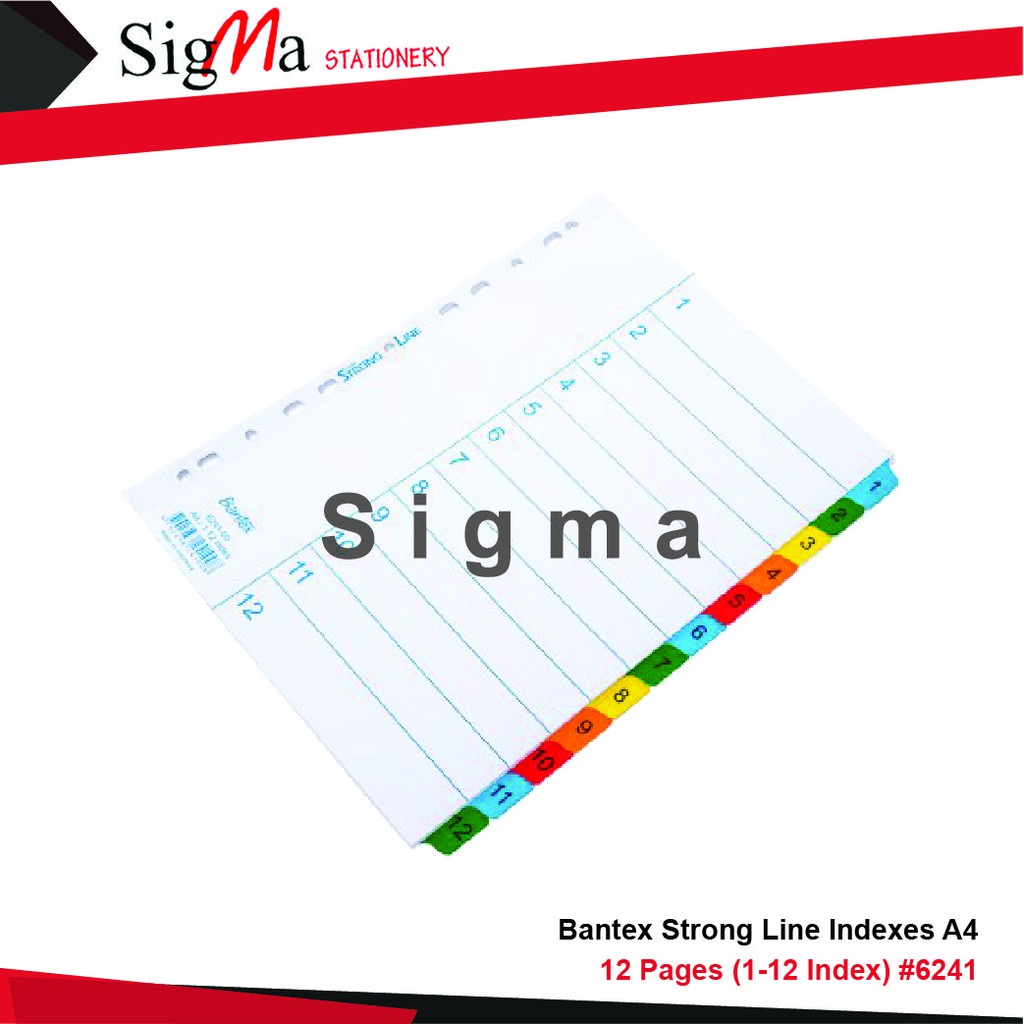 

Bantex Strongline Indexes A4 12 Pages (1-12 index) #6241 00