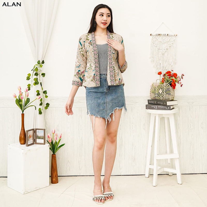 Evercloth Alan Blazer Batik Wanita Outer Rompi Wanita Jumbo Jaket Luaran Couple