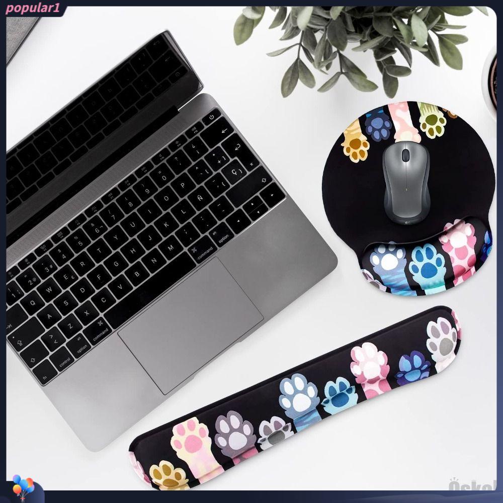 Populer Mouse Pad 2in1 Cat Paws Ergonomic Colorful Wrist Support Untuk Mengetik Dan Pereda Sakit