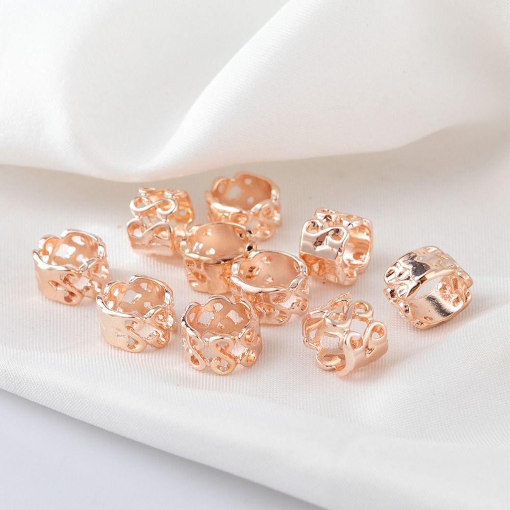 AUGUSTINA 10pcs /set Manik-Manik Rambut, Klip Cincin Rambut Perak, Perhiasan Manik-Manik Rambut Gimbal Kepang Bahan Alloy Emas Untuk Pesta