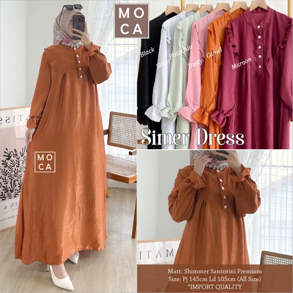 SIMER DRESS | MAXY WANITA MOTIF POLOS CANTIK ORI MOCA