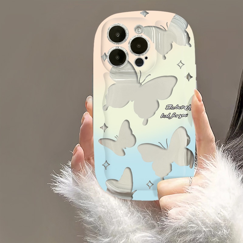 IPHONE Butterfly Casing Ponsel Transparan Kompatibel Untuk Iphone14 13 12 11 Pro Max7 +8 Plus XS X XR Casing Silikon Shockproof Cover Cell Precticer