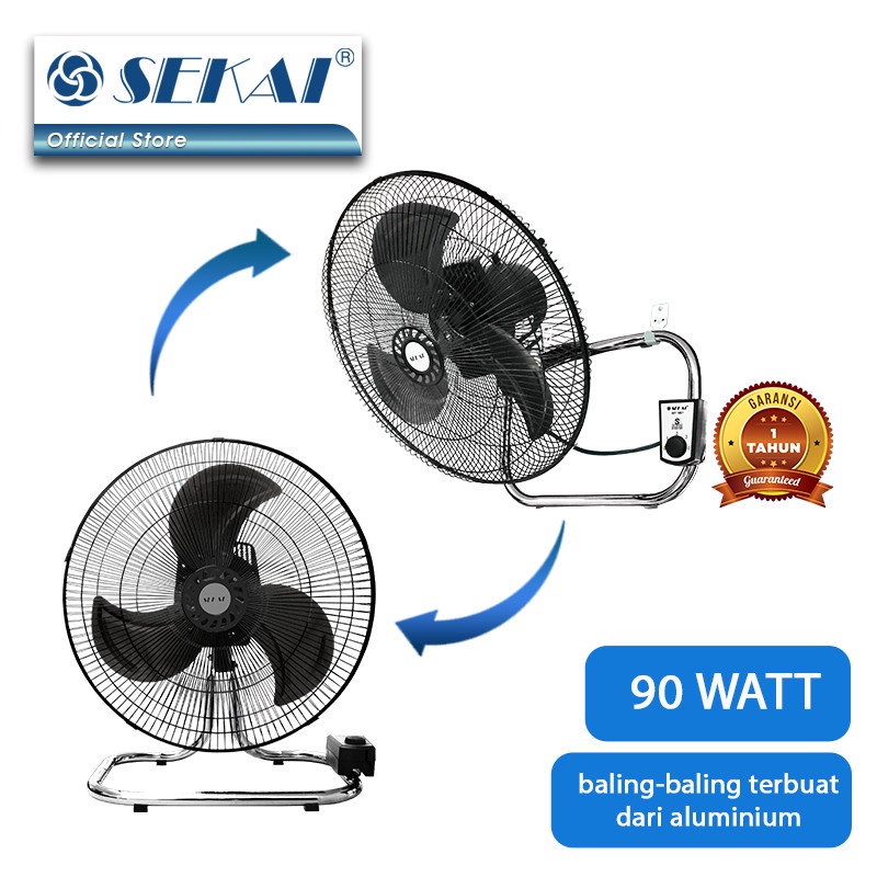 Sekai Kipas Angin Meja &amp; Dinding 18 Inch 2in1 HFN 1856 PO / HFN1856PO Desk Fan &amp; Wall