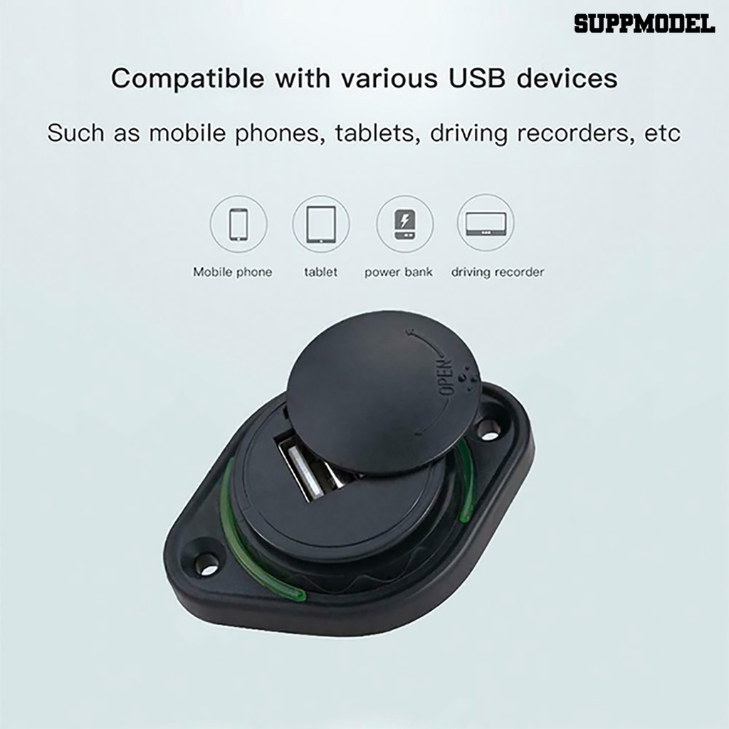 [SM]3.1A 12-24v Tutup Slide Mobil Bis Boat Dual USB Port Charger Stop Kontak Listrik
