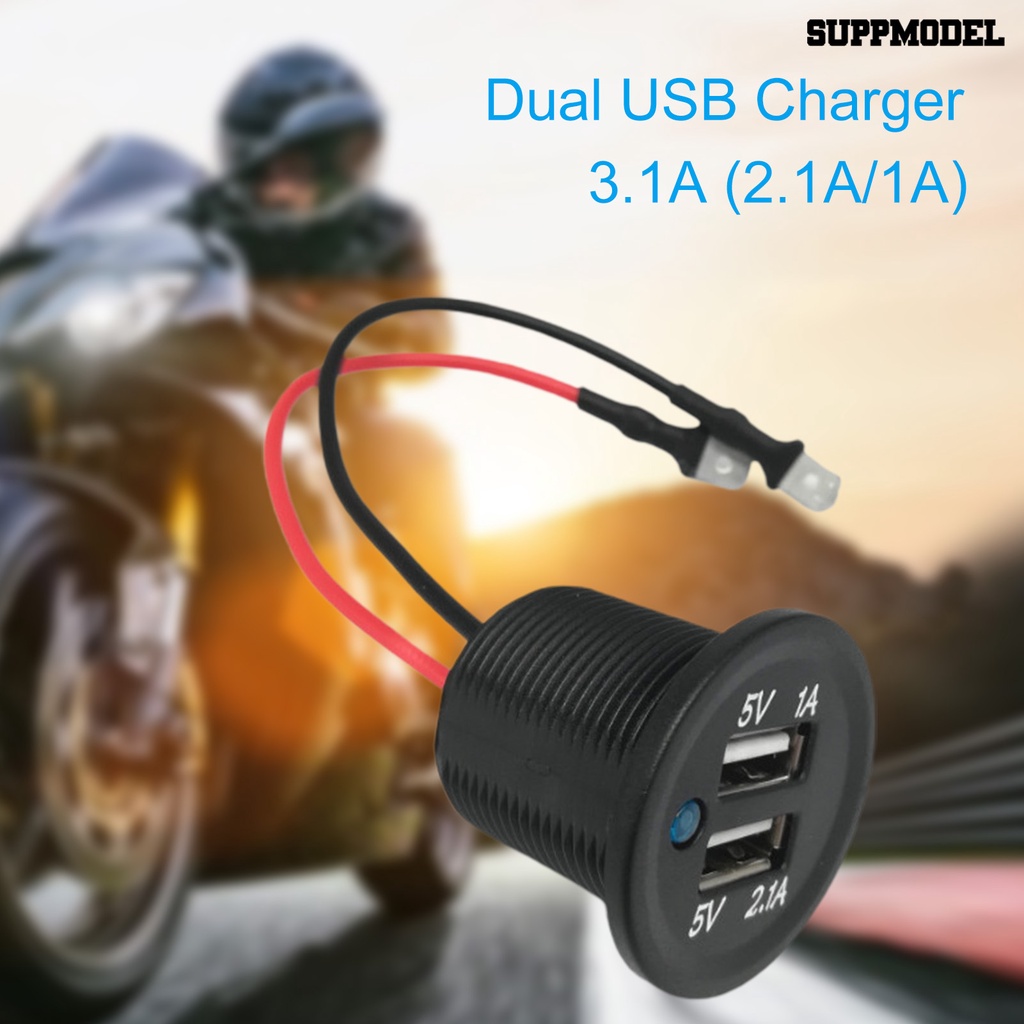 [SM]Fast Charging Dual USB Charger Output Stabil Plug Play Fiksasi Benang Charger Motor Untuk Perahu