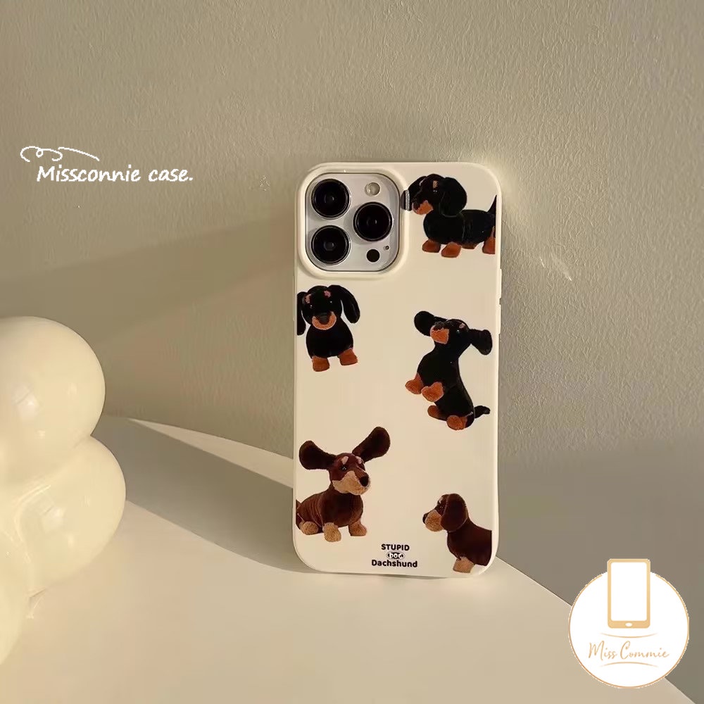 IPHONE Splash Ink Graffiti Fun Dachshund Dog Phone Case Kompatibel Untuk Iphone7 8 Plus11 14 13 12 Pro Max 7Plus XR X XS Max SE 2020anjing Keren Glossy Halus Shockproof Soft Cover