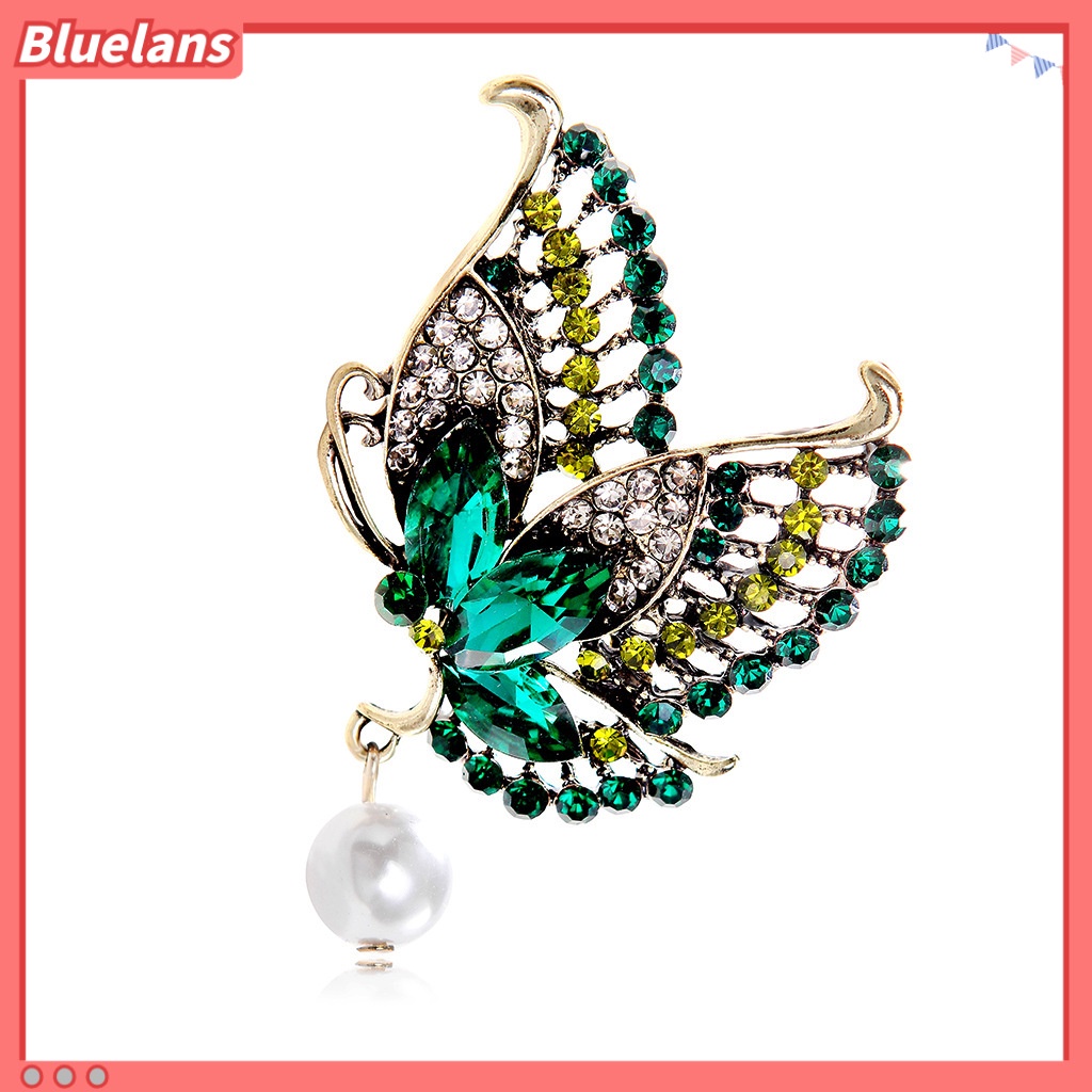 [BLS] Butterfly Pearl Brooch Berlian Imitasi Bros Sweater Mutiara Korsase Logam Butterfly Brooch