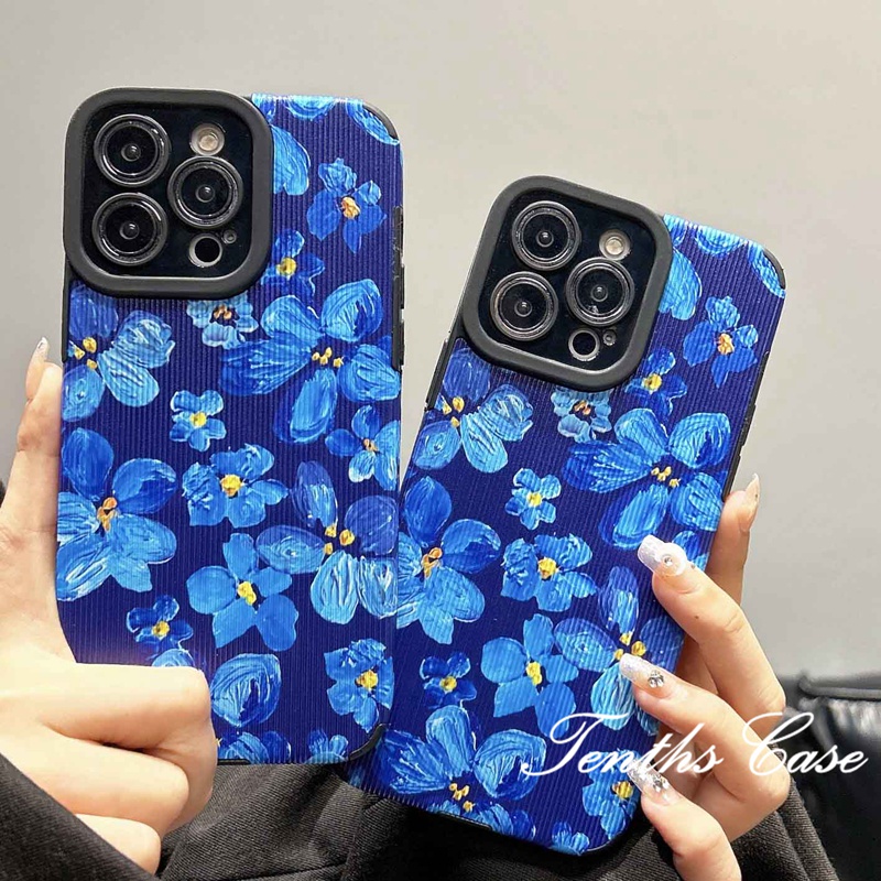Kompatibel Untuk Iphone14 13 12 11 Pro Max X XR Xs Max7 8 Plus Se2020 Lukisan Cat Minyak Bunga Casing Ponsel Soft Back Cover