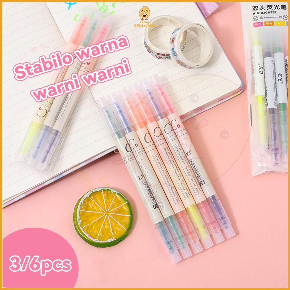 Poney Set highlighter pen Stabilo warna warni Stabilo 6 sampai 12 warna Stabilo panjang