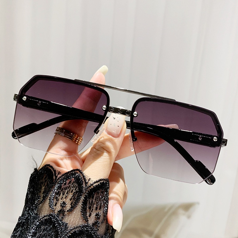 Kacamata Kodok Bingkai Besar Persegi Mode Baru Untuk Pria Mengemudi Kacamata Hitam Untuk Wanita Setengah Bingkai Kacamata Hitam