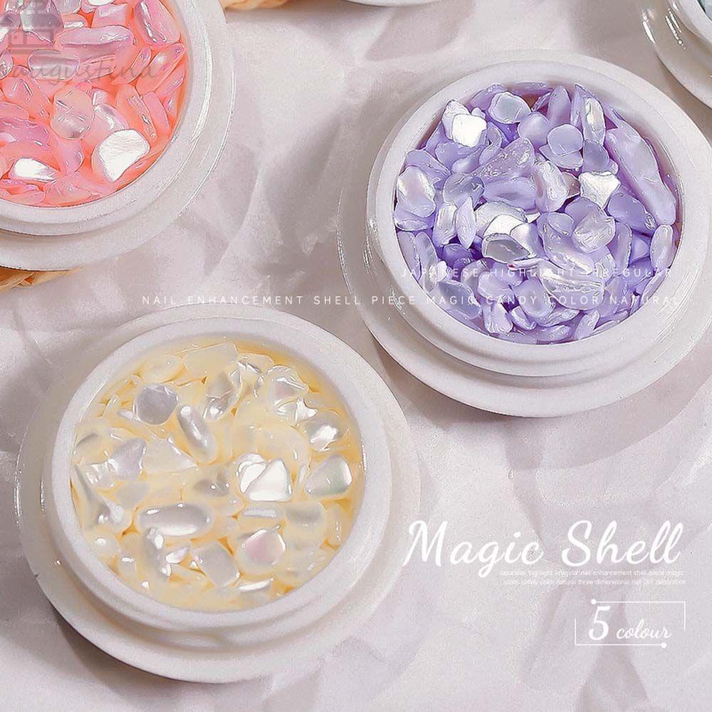 AUGUSTINA Agustin 3D Dekorasi Nail Art Tidak Teratur Shiny Pearl Shell slice Manicure Aksesoris Nail Sequin Alami Sea Shell Nail Art Rhinestones