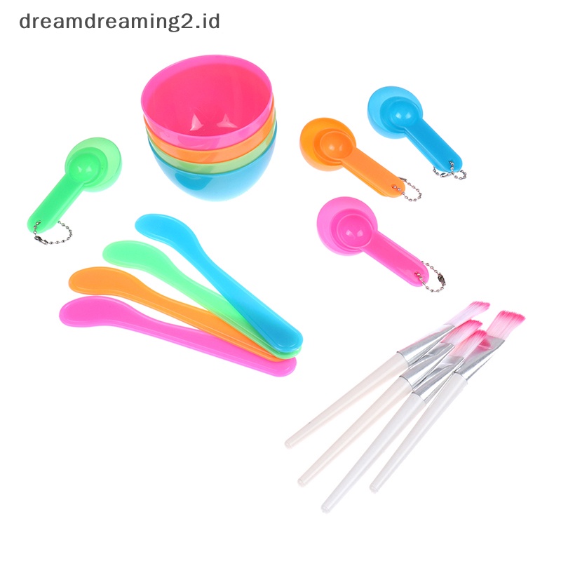 (drea) 4pcs /Set Sikat Wajah Masker Mangkok Sendok Set Masker Brush Bar DIY Alat Kecantikan //