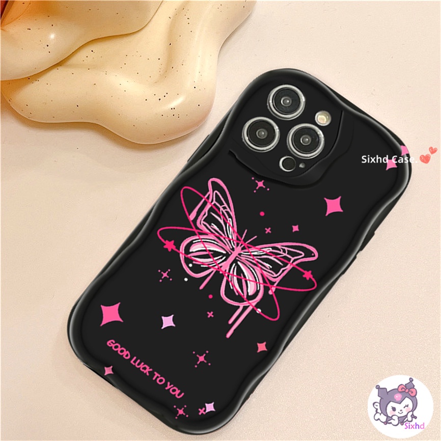 Redmi 12 12C 10C 9T 9C Note 12s 12 11 12s 11s 10s 9s 10Pro Redmi A2 A1 10 11A 10A 9A Xiaomi 11 Lite 12 Lite Poco X3Pro Ins Purple Butterfly 3D Curved Edge Wave Glossy Phone Case Lembut