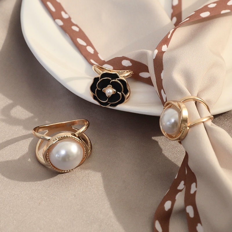 Klip Cincin Syal Sutra Untuk Wanita Bros Ring Wrap Holder Fashion Bulat Lingkaran Klip Sabuk Gesper