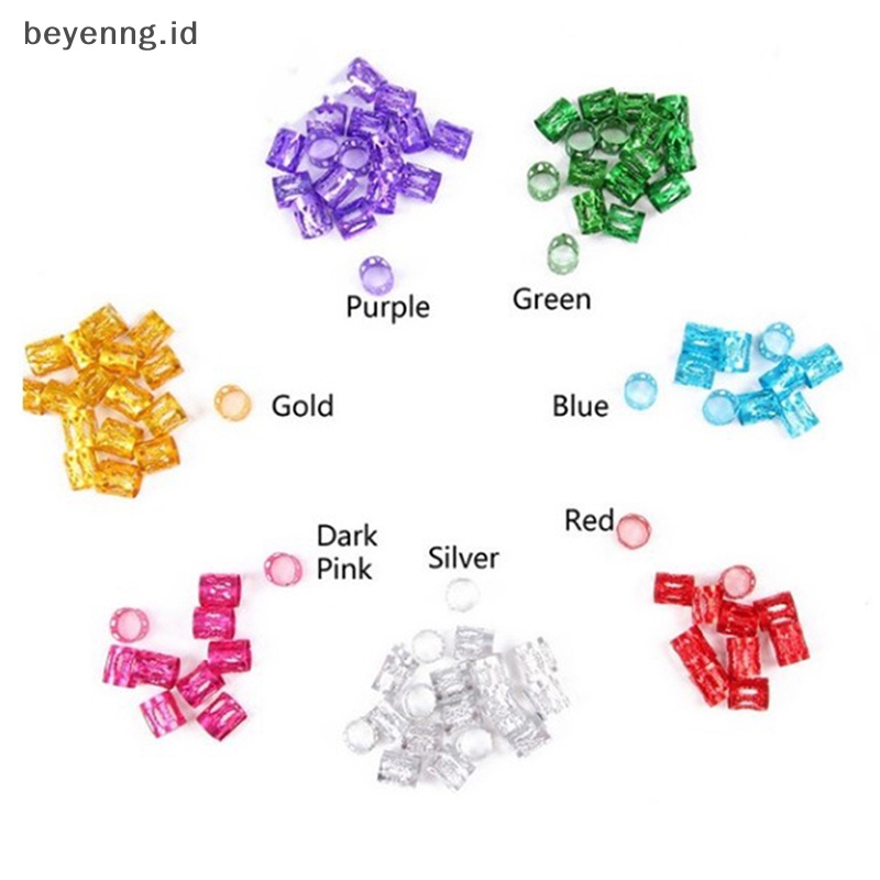 Beyen 100pcs Manik-Manik Adjustable Kepang Rambut Gimbal Beads Braid Rings Manset Klip Tabung ID