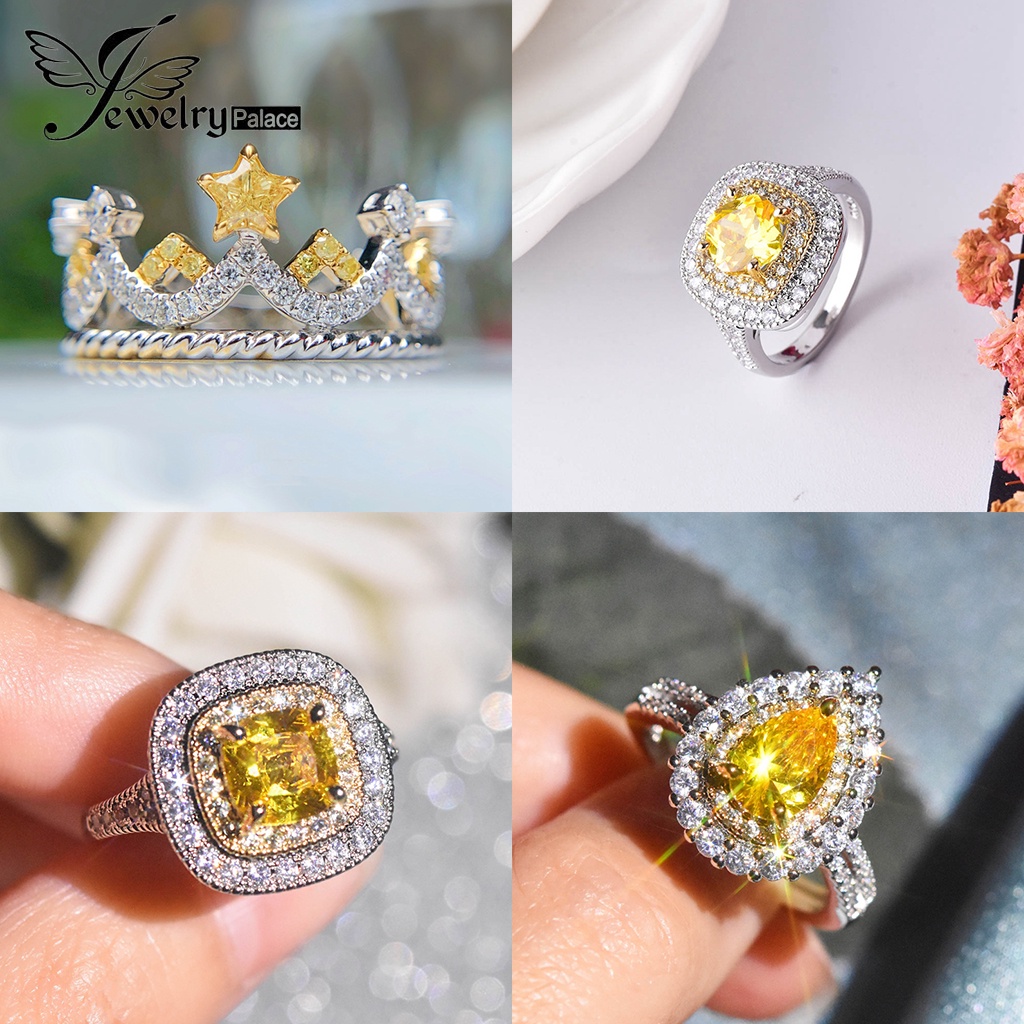 Jewelrypalace Jewelry Citrine Mewah Original Cincin Wanita Perak925 M096