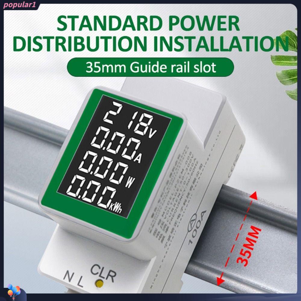 POPULAR Populer Din Rail Wattmeter Multifungsi AC50-300V Volt Amp Power Factor Time Energy Ammeter