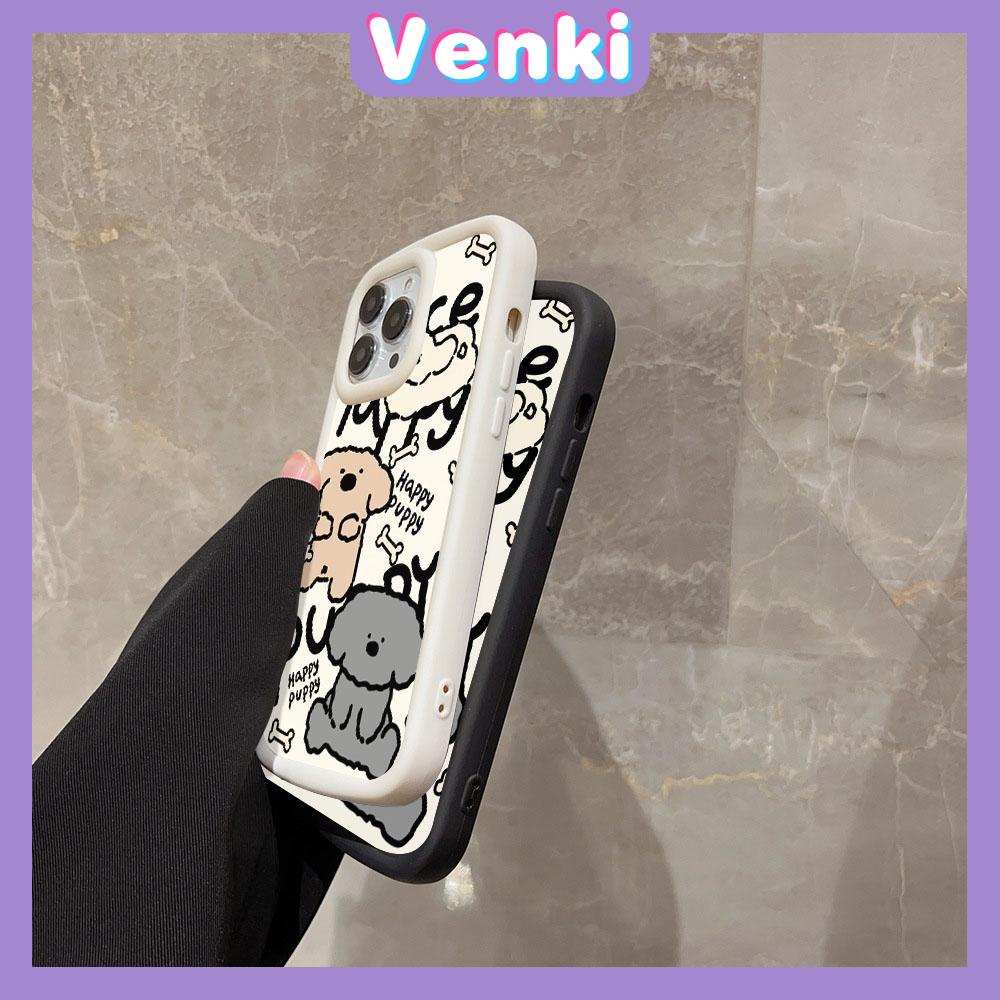 VENKI - Untuk iPhone 11 iPhone Case Matte Blister Soft Case Hitam Beige Shockproof Protection Camera Cute Puppy Kompatibel dengan iPhone14 13 Pro max 12 Pro Max xr xs max 7Plus 8Plus