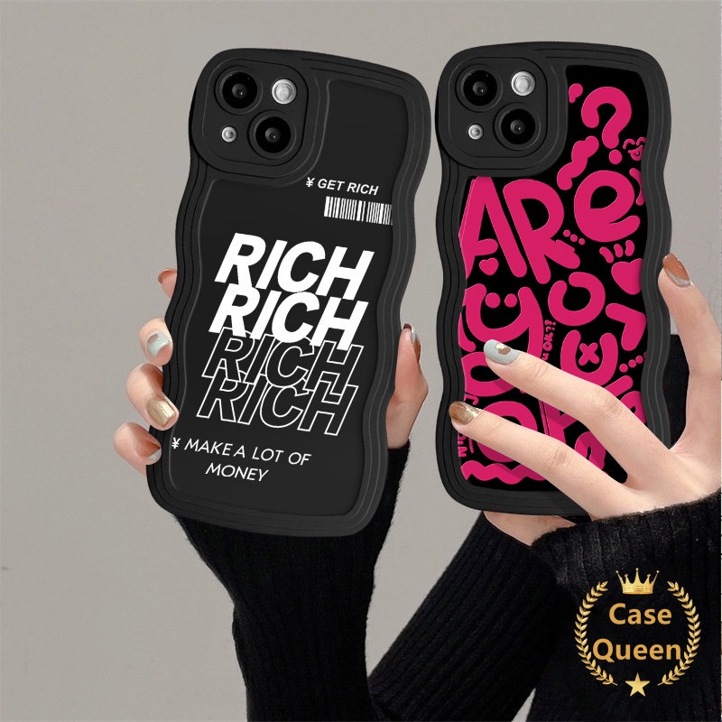 Graffiti Fashion Kartun Rose Red Huruf Inggris Case Kompatibel Untuk IPhone XR XS X Max7 8 6s 6 Plus 7Plus 11 12 14 13 Pro Max SE 2020 Ins Art Pola Zebra Lembut Bergelombang Penutup Tepi