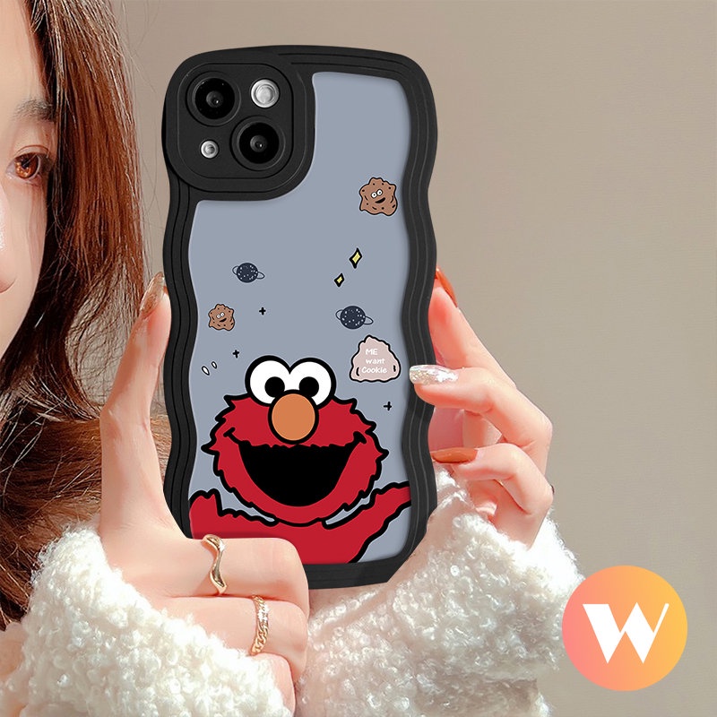 Case Tepi Bergelombang Kartun Sesame Street Untuk Infinix Smart4 5 6 Plus Hot10 20 9 11s 10s 12i 20s 10Lite 12 8 Pro 10 Pro Note12 G96 Hot 12 9 11 10 Play Cute Strawberry Bear Manyo Sarung