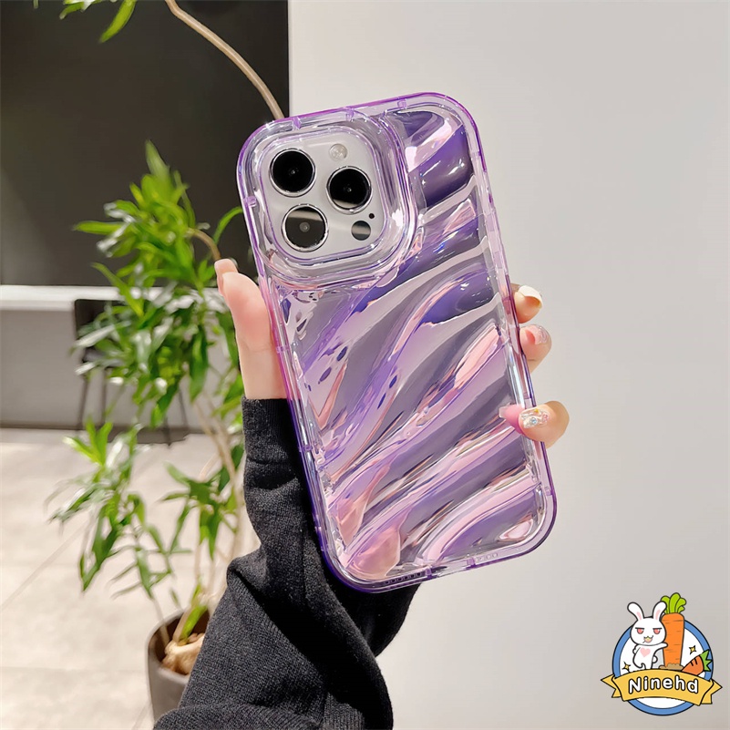 Casing iPhone Pleats Warna Permen Premium Simple Kompatibel Untuk Iphone14 13 12 11 Pro Max X Xr Xs Max 8 7 6 6s Plus SE 2020 Bening Tebal Lembut Tpu Shockproof Case Cover Pelindung