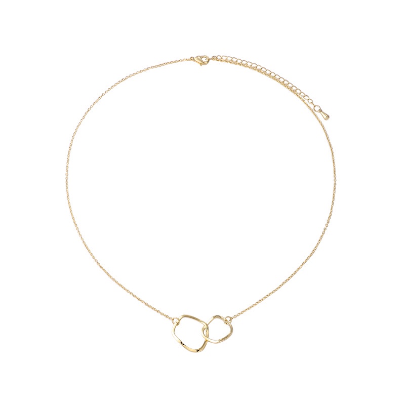 Sederhana Berkelas Kalung Perempuan ins Trendi Influencer Klavikula Rantai Ganda Interlocking Pendant choker Mori Necklace